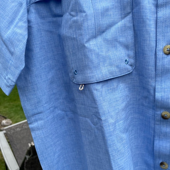 NWT - Magellan Outdoor Fishgear Blue Short Sleeve Button Shirt - Picture 3 of 5